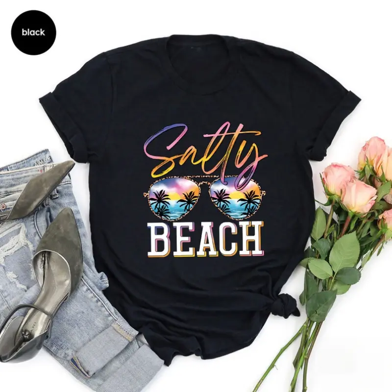 Salty Beach Shirt, Summer Shirt, Beach Party T-Shirt, Summer Vibes Shirt For Women, Palm Tshirt, Beach T Shirt