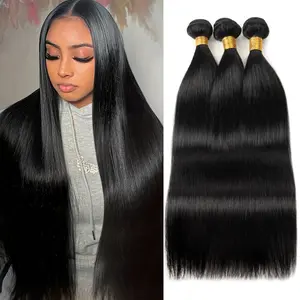 Human Hair Bundles Straight Hair Bundles Brazilian Straight Human Hair Quick Weave Bundles 100% Unprocessed Virgin Weave 1/3/4 Bundles Human Hair Raw Remy Hair Bundles