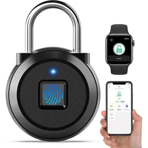 Gym Locker Padlock Fingerprint Padlock  -  Keyless  Lock  App Authorized View Record Combination Padlock for School Gym Locker  Case Field Box Black