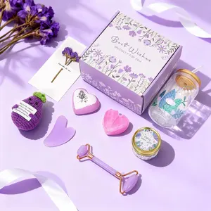 Mother's Day Gift Basket for Women & Teen Girls Purple Relaxing Bath Gifts Basket Set Birthday Gifts Ideas for Women Relaxing Spa Gifts Self Care Gifts Box for Female Friends Gift