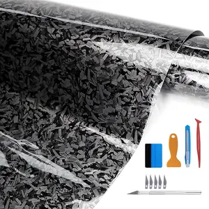 1ft x 5ft Sliver Forged Carbon Fiber Vinyl Wraps, Car Body Wraps with Self-Adhesive for DIY Use, Vehicle Interior and Exterior Films Rolls with Air Release Technology
