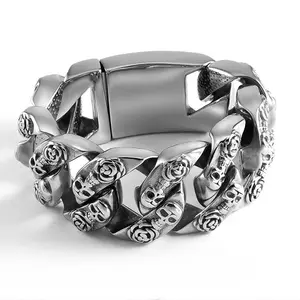 Hip hop retro titanium steel skull bracelet, men's domineering trendy bracelet