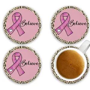 cancer awareness  coasters (4pieces) Tableware