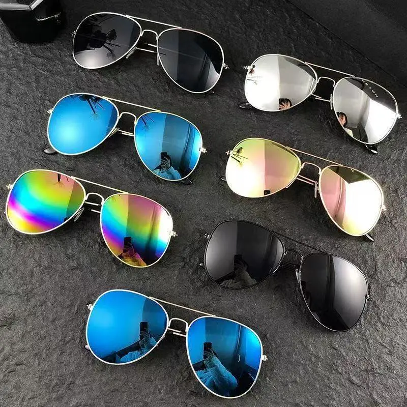 Unisex Aviator Sunglasses 7-Pack, Lightweight Metal Frame with Assorted Mirror Lenses and UV Protection