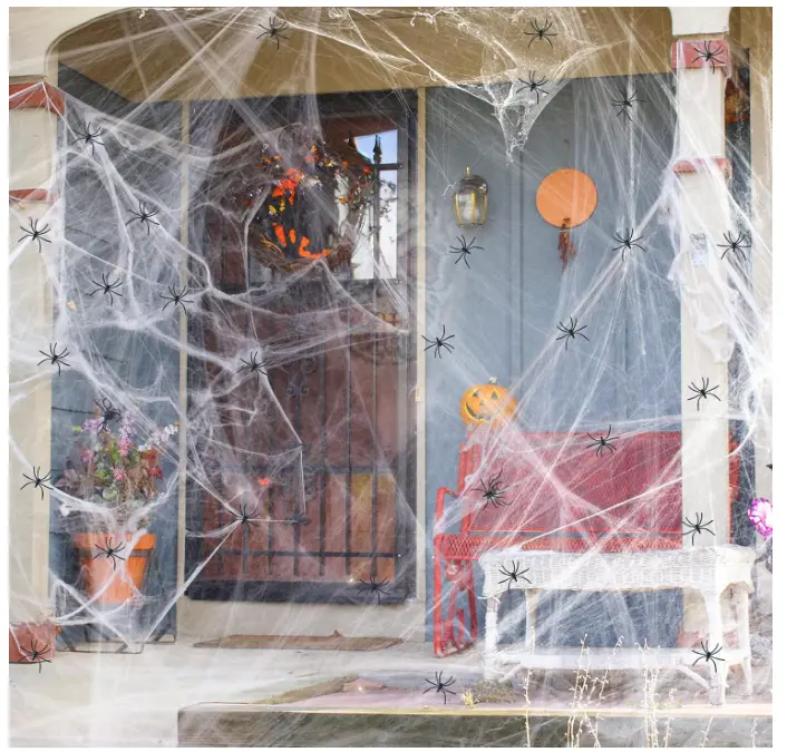 1400 sqft Halloween Spider Webs Decorations with 150 Extra Fake Spiders, Super Stretchy Cobwebs for Halloween Decor Indoor and Outdoor