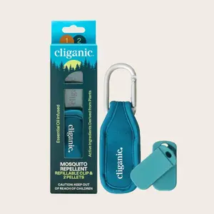 Cliganic Mosquito Repellent Refillable Clip - Plant-Derived Pellets, Safe for Kids, Travel-Friendly, Eco-Friendly Insect Repellent for Outdoor Activities