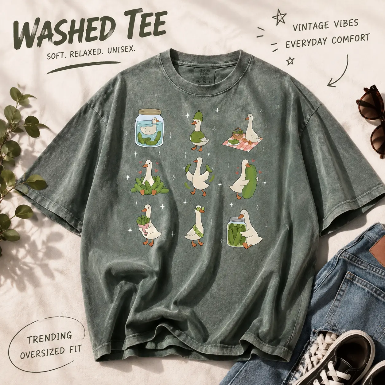 Men's Cotton Breathable Short-Sleeve Casual T-Shirt with Pickle Lover Silly Goose Meme Prints, Shortsleeve, Original, Streetwear, Lightweight, Everyday, Graphic, Tshirt, Fit