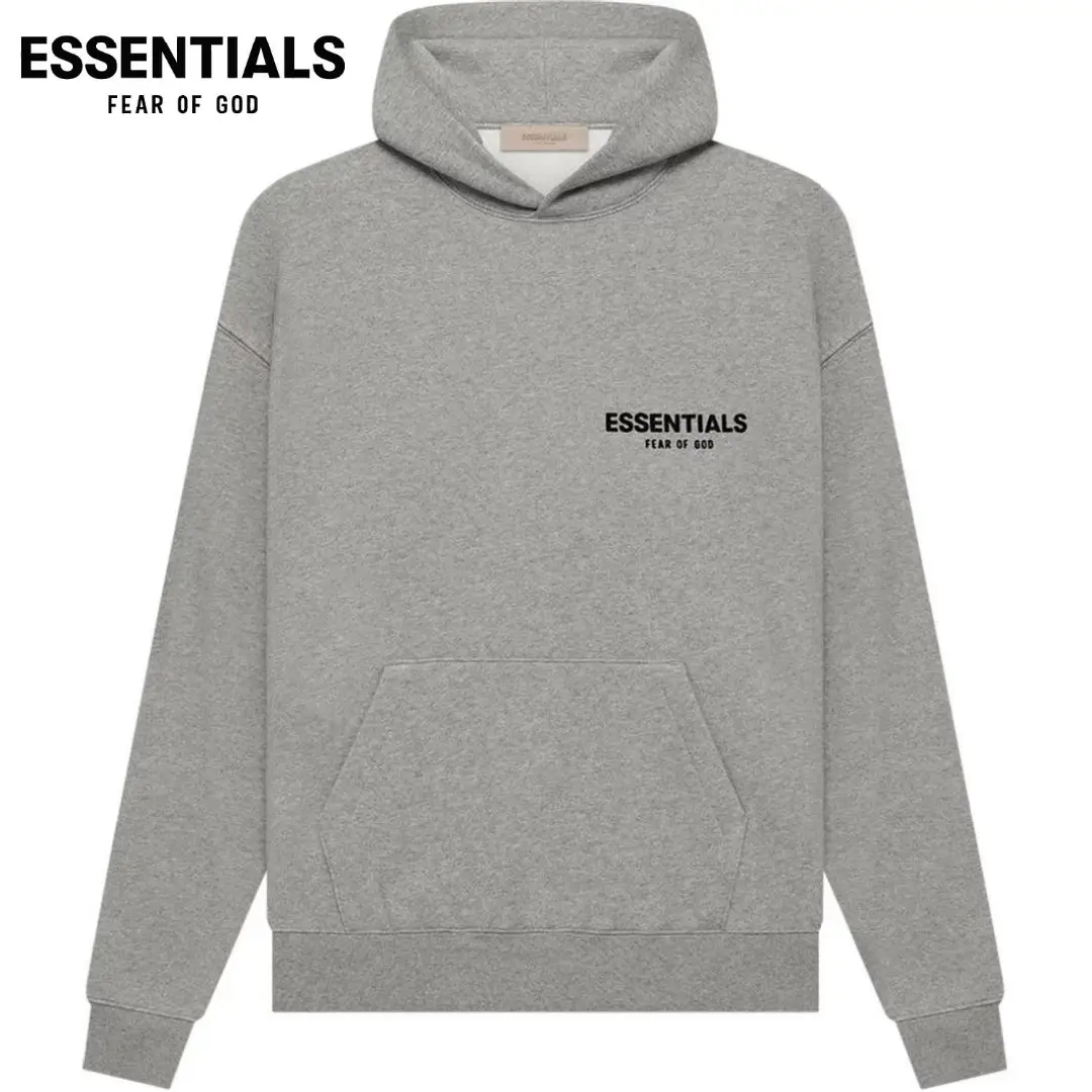 Fear of God Essentials Hoodie Dark Oatmeal Streetwear Graphic Casual Relaxed Cozy Relaxed Man Top Modern Autumn Basic Comfort Sweatshirt Long Sleeve M