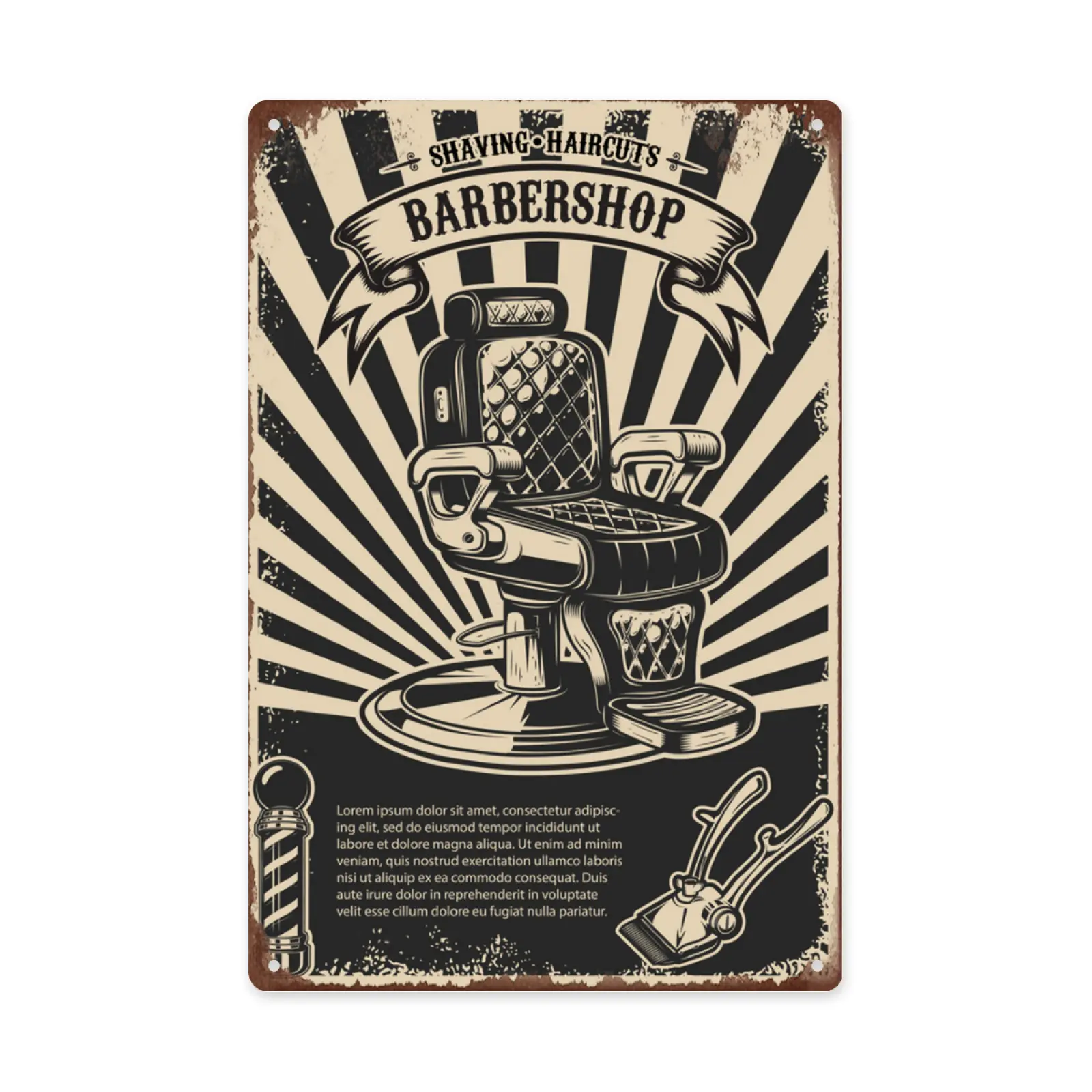 WSTKJW Vintage Metal Rectangular Hanging Barber Shop Sign, 8x12 in Wall Plaque for Man Cave, Home Decor Supplies