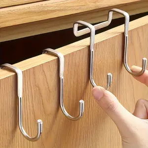 2pcs Heavy-Duty S-Shaped Metal Hooks, No-Drill Multipurpose Hanging Hooks, Strong Load Capacity, for Kitchen, Dorm, Door, Wardrobe, Shoe Cabinet