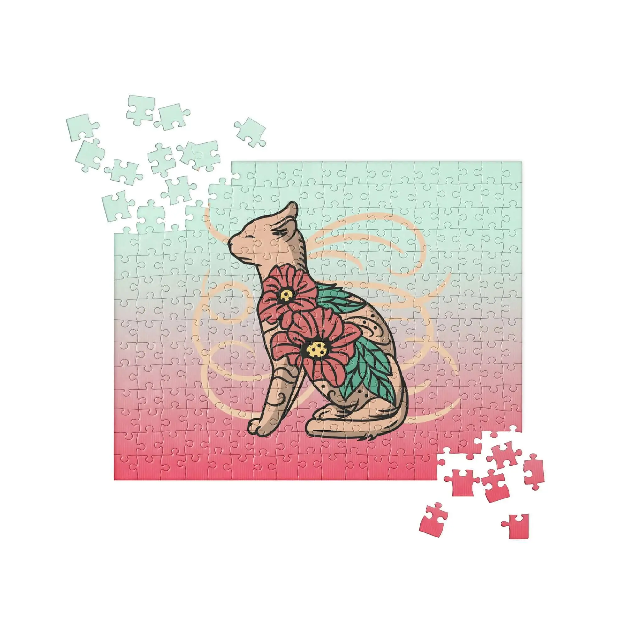 Nowhere2be Cat Jigsaw Puzzle - 3D Cat Design with Assorted Shapes for Fun and Engagement