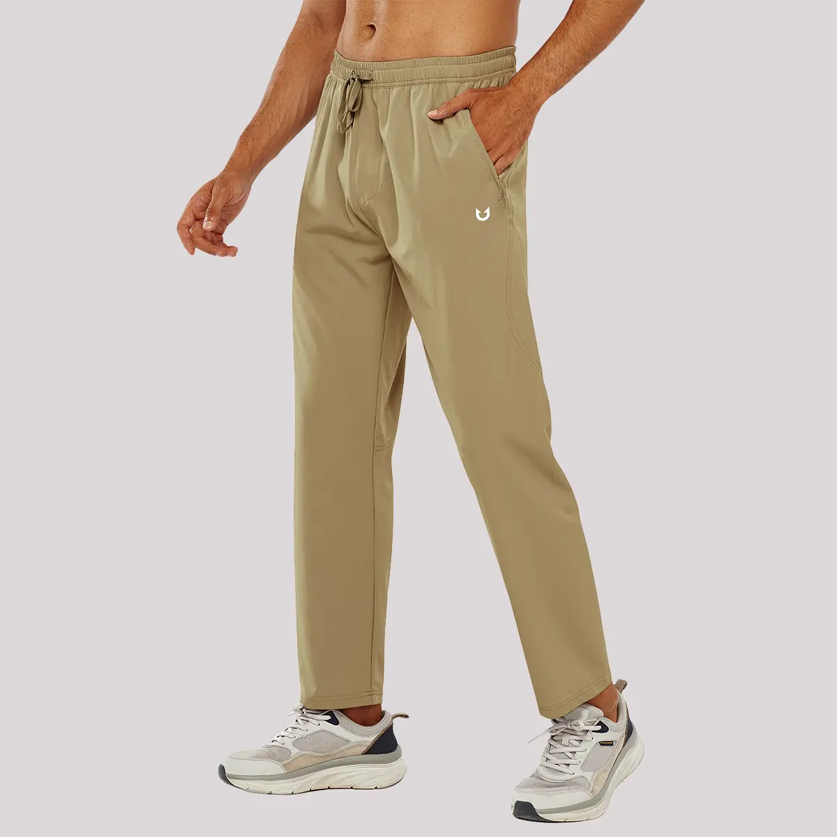Men's Performance Workout Jogger Pants - Lightweight Gym Training Pants with Breathable Fabric, Stretch Fit, Adjustable Waist & Secure Zipper Pocket