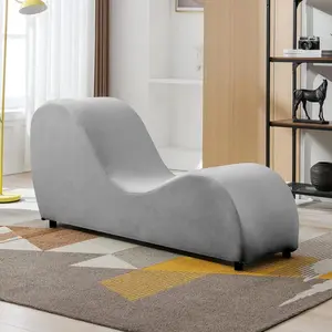 Mjkone Velvet Yoga Chair, Modern Curved Chaise Lounge for Stretching Exercising Relaxation,Light Grey Does not apply