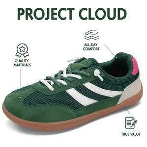 Mens and Womens Leather Barefoot Shoes,Genuine Leather Casual Sneakers for Women Memory Foam Insoles Lace Up Womens Shoes & Lightweight Women's Fashion Sneakers Non Slip Shoes for Women Footwear