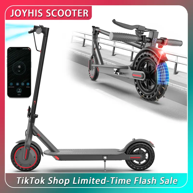 Electric Scooter - 350W Motor, 19 MPH Max Speed, 17-20 Mi Range, 8.5" Honeycomb Solid Tires, Dual Braking System, App Control & Lock Function, Suitable for Teenagers