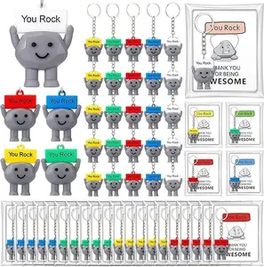 Easter Keychain Gift 25set Inspirational Keychain You Rock Positive Gift Mini Duck Turtle with Motivitinal Quotes Emotional Support Encouragement Gift for Office Coworker Colleague Staff Friends Family Student Teacher, Easter Basket Stuffers