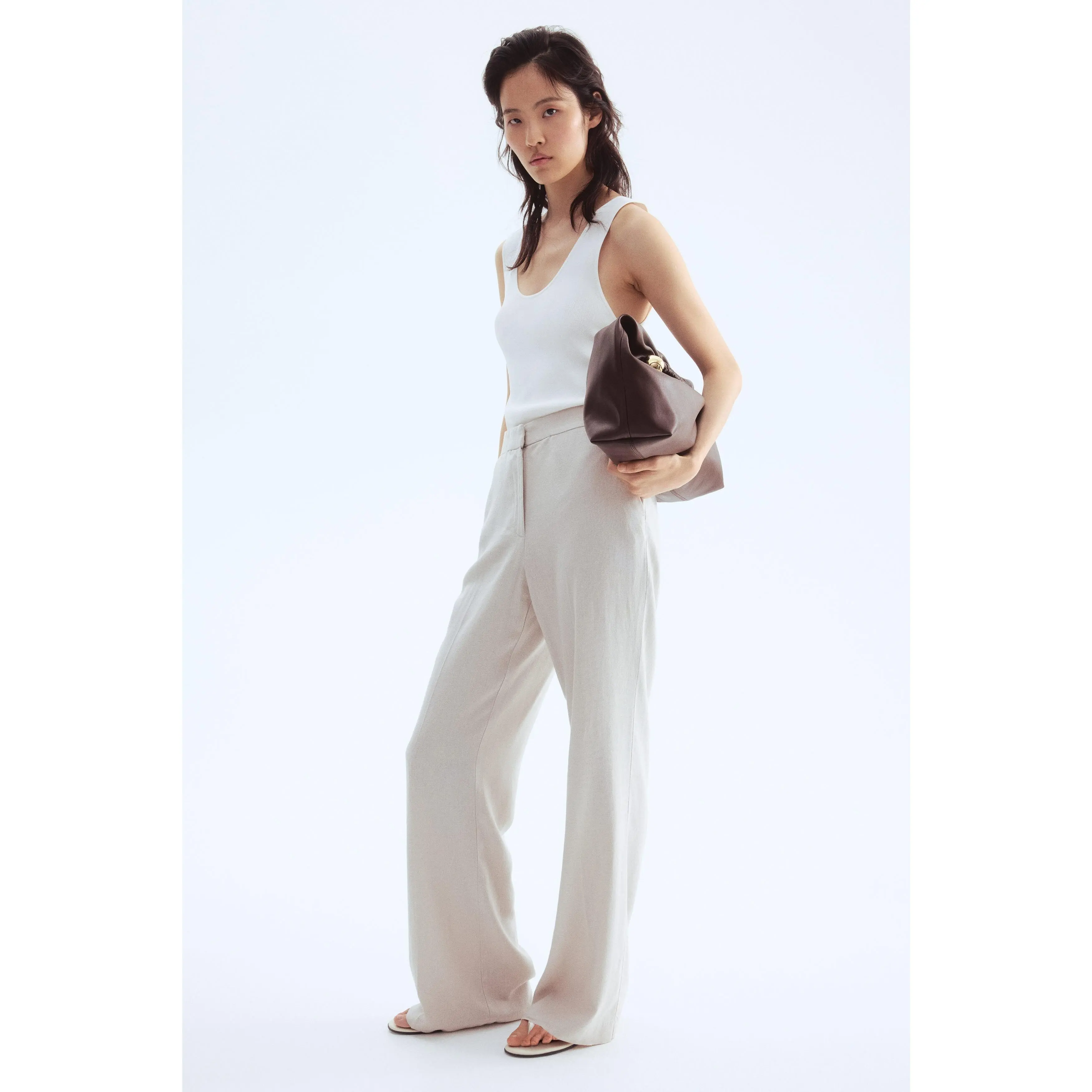 H&M Bootcut linen-blend trousers