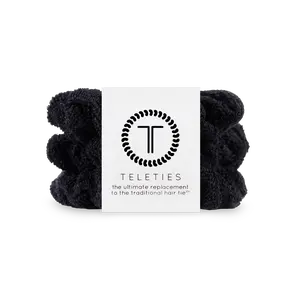 TELETIES - Jet Black - Towel Scrunchies - Pack of Three - Strong Grip - No Rip Style
