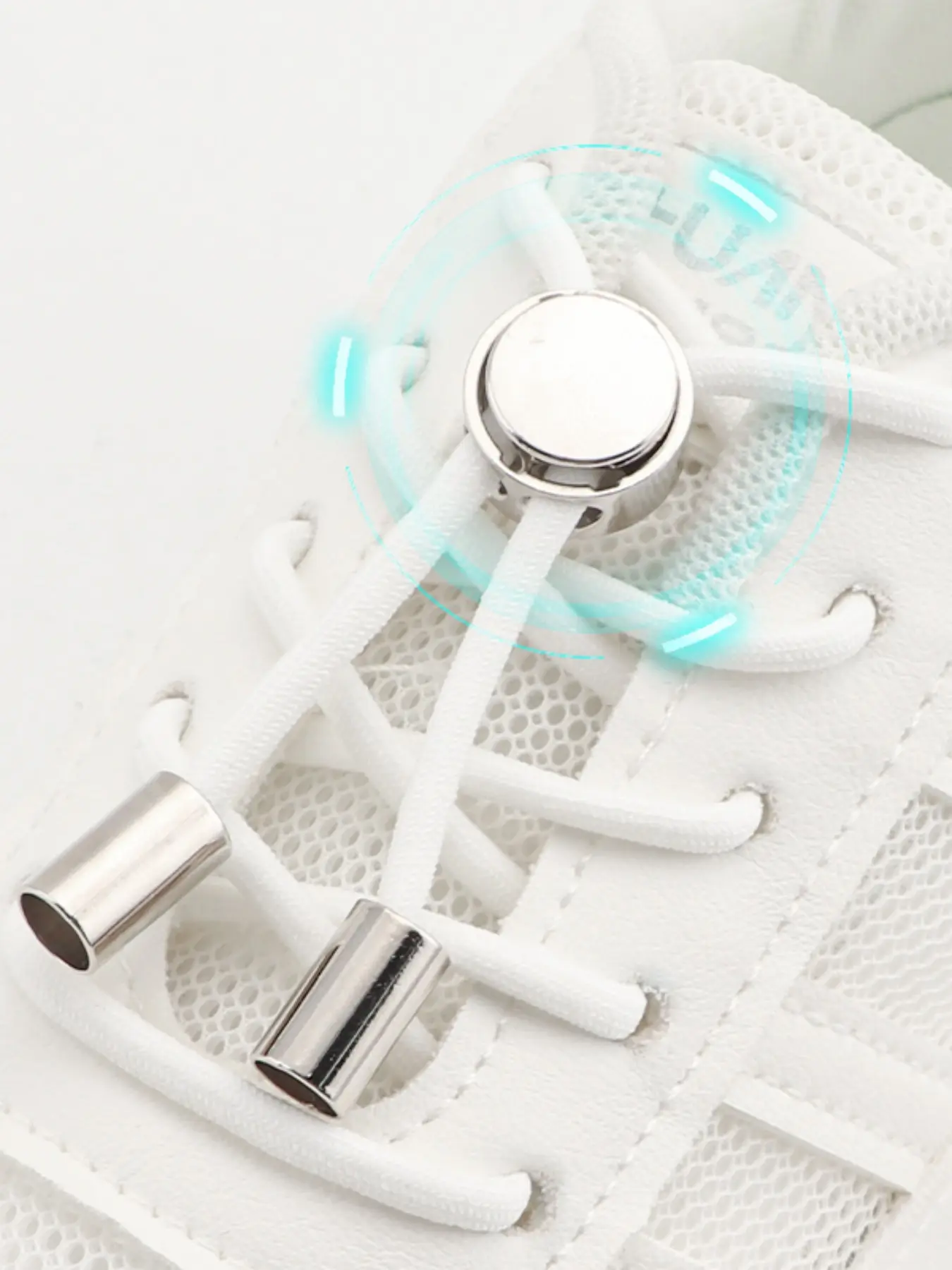 1 Pair No Tie Elastic Shoelaces, Metal Capsule Button Design Shoelace, Casual Simple Plain Color Shoelace for Sneakers and Boots