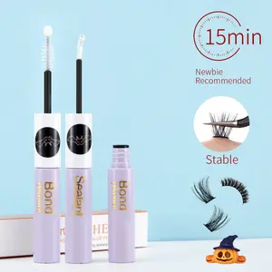 1 piece of clear eyelash adhesive and clear seal 2 in 1, DIY eyelash extension glue for cluster eyelash extension bonding, strong setting lasting 48-72 hours, waterproof quick drying non-irritating, suitable for personal eye makeup eyelash supplies