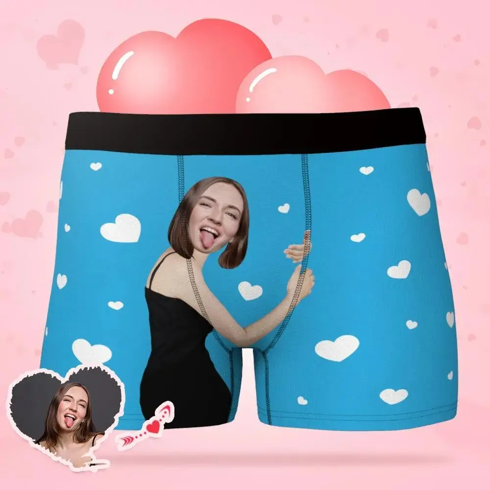 Personalized Photo Brief Boxer for Men – Funny Valentine Gift, Custom Photo Underwear from Girlfriend or Wife, Men Underwear Gift Idea