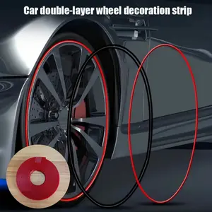 Car Decoration Ring 1pc Universal 76-77Inch Tire Protection Strip ABS Wheel Decoration Strip Front Rear Positioning Anti-Collision Rubber Protection for 4 Wheel Tires Must-Have Car Accessories