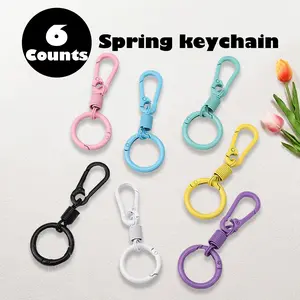 6 Counts Colored Keychain Clips with O Rings, Small Quick Release Metal Keychain Carabiner Clip for Keys Car keychain, Random Color