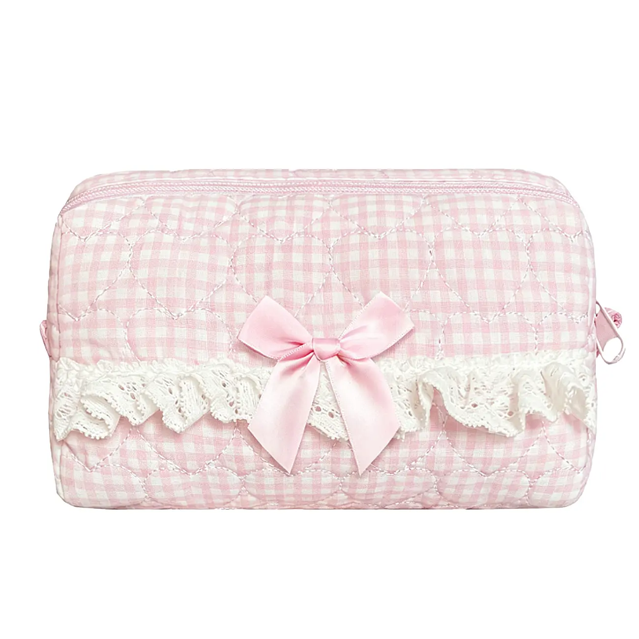 Small Quilted Makeup Bag Touch-up Pouch Coquette Cosmetic Bag for Women Girls