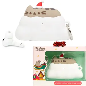 iFace Pusheen the Cat AirPods Pro Case (Christmas) - Carabiner Clip Included, Cute Silicone Protective Cover Figure Type