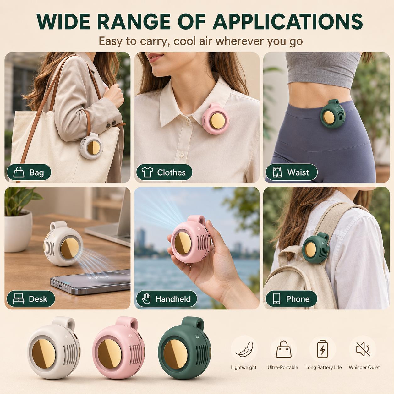Mini Bladeless Portable Fan, Rechargeable 3-Speed Waist Clip Fan with Quiet Turbo Airflow, Handheld Personal Fan & Phone Cooling Fan for Travel, Outdoor, Camping, Work & Gifts for Dad Mini Bladeless Portable Fan, Rechargeable 3-Speed Waist Clip Fan with Quiet Turbo Airflow, Handheld Personal Fan & Phone Cooling Fan for Travel, Outdoor, Camping, Work & Gifts for Dad