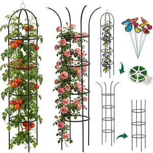 Metal Obelisk Garden Trellis 6.6 Ft Tall  Support for Climbing Vines,  Stands,Rose Bush Round Trellis for Pots Metal  Trellises for Clematis Vine Jasmine Outdoor Indoor,2 Pack