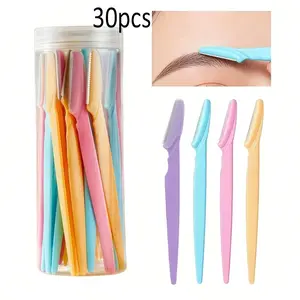 30 Pieces Universal Face Hair Trimmer Set, Stainless Steel Eyebrow Razor, Eyebrow Makeup Tool, Precision Smooth Facial Hair Removal, Exfoliating Sweat Hair Trimmer
