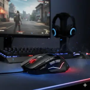 Wired Gaming Mouse Ergonomic Design 5500 DPI Adjustable RGB Lighting Macro Programming 7 Customizable Buttons Anti-Slip Sweatproof Grip Wrist Support Pad for PC Gamers Computer Gaming Mouse RGB Backlit Mouse