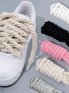 Handmade Thickened Shoelaces, Fashionable Jute Rope Shoelaces, Durable Wear-Resistant, Suitable for Sports Shoes, Canvas Shoes, Casual Shoes
