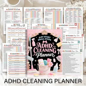 ADHD Cleaning Plan Book (Screw Binding) - Color Coded Cleaning Schedule, Daily/Week/Month/Year Planner, Household Checklist, Productivity Plan and Cleaning Record for Home, Office, Housewife and Mom, Planner Notebook