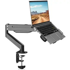 suptek Gaming Monitor Laptop Mount Stand,Adjustable Single Laptop Computer Desk Mount Fits 11"-17" Notebook and 17"-32" Monitor,2 in 1 Function Monitor Mount with Laptop Tray MD8TP007