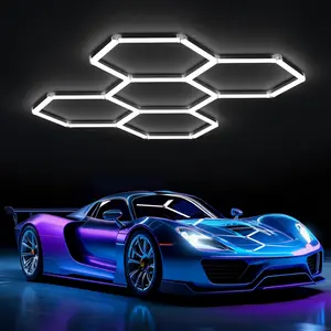 IPACKORIN   DIY Hexagonal Ceiling Light, Honeycomb Ceiling Light,Ultra Bright Honeycomb Lights, Hexagonal Garage Lights for Shops Supermarkets Shopping Malls Car Shows Basements Gymnasiums, Led Range Adjustable Lighting Options  stockup mothersday