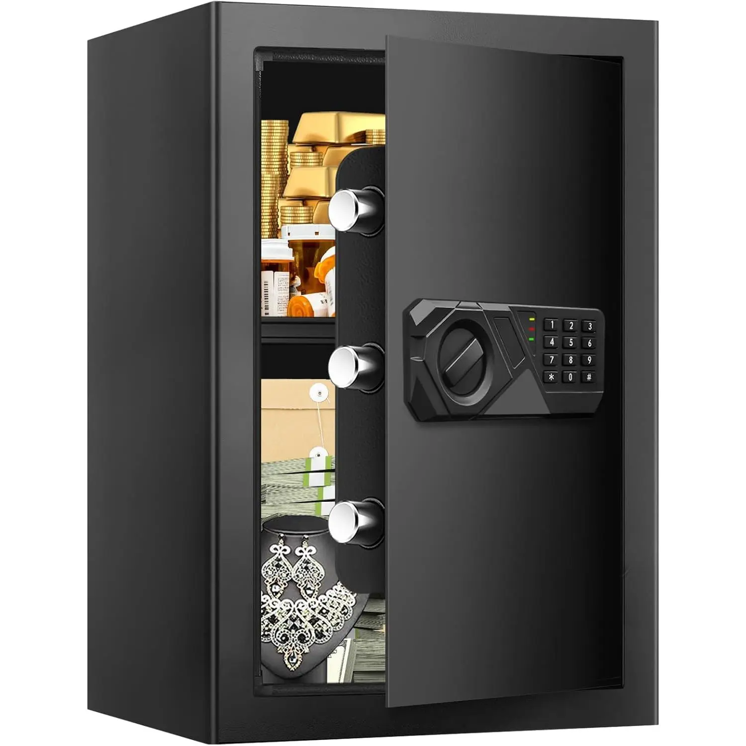 Women's Home Safe - 3.4 Cubic Feet Large, Fireproof, Waterproof, Digital with Key & Combination Lock for Medicine & Valuables