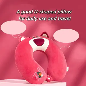 Disney Strawberry Bear Memory Foam U-Shaped Pillow,Travel Pillow Memory Foam,Comfortable Travel Neck Pillow U Shape, Support Neck and Head to Relieve Fatigue, Portable Neck Pillow Suitable for Planes, Trains, Self-Driving Cars,Home,Office,Sleeping Rest
