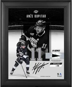 Anze Kopitar Los Angeles Kings Facsimile Signature Framed 11" x 14" Showcase Collage with a Piece of Game-Used Puck - Limited Edition of 250 - Fanatics Authentic Certified