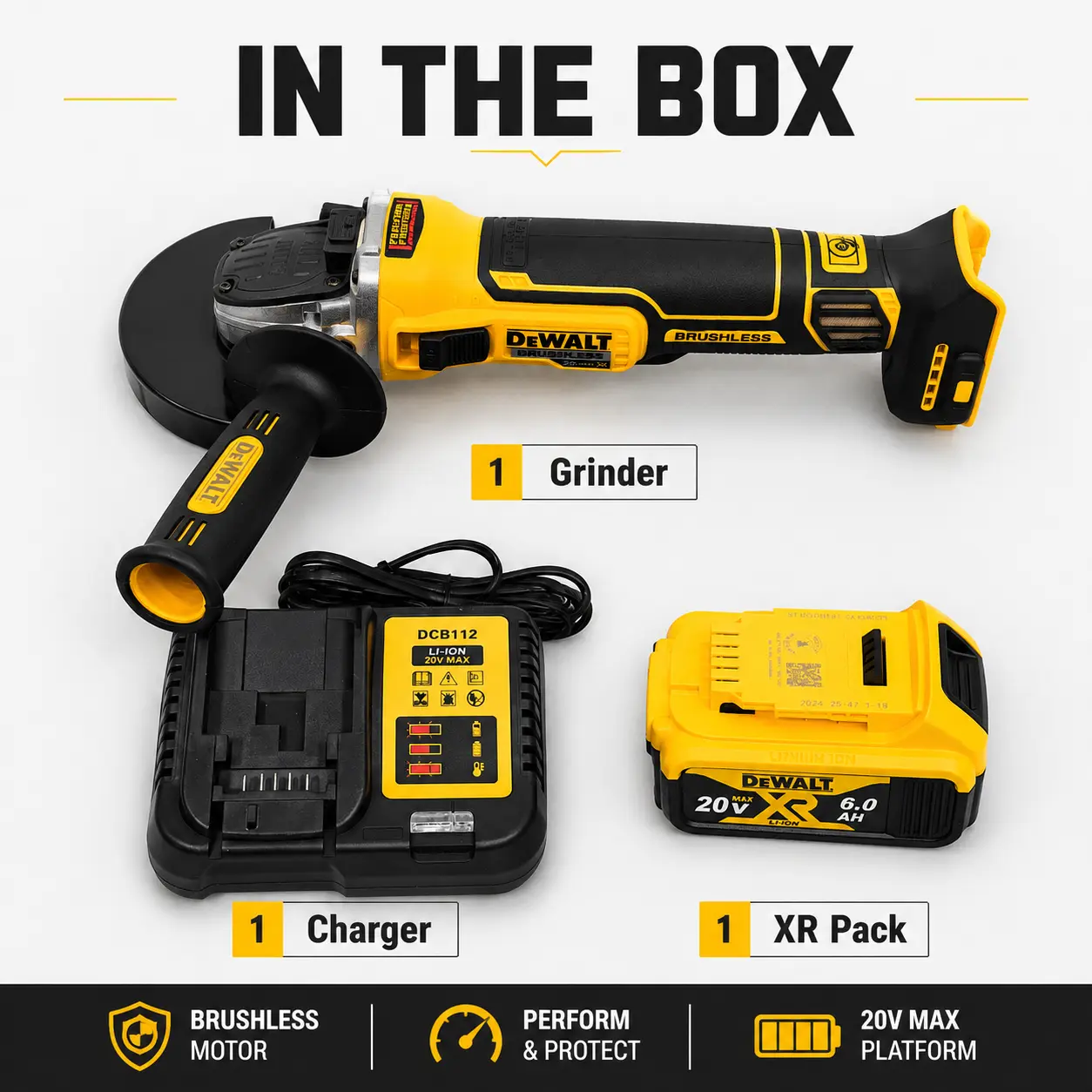 Dewalt DCG405NT 9000RPM MAX Brushless Cordless Angle Grinder, 125mm for Polishing and Cutting