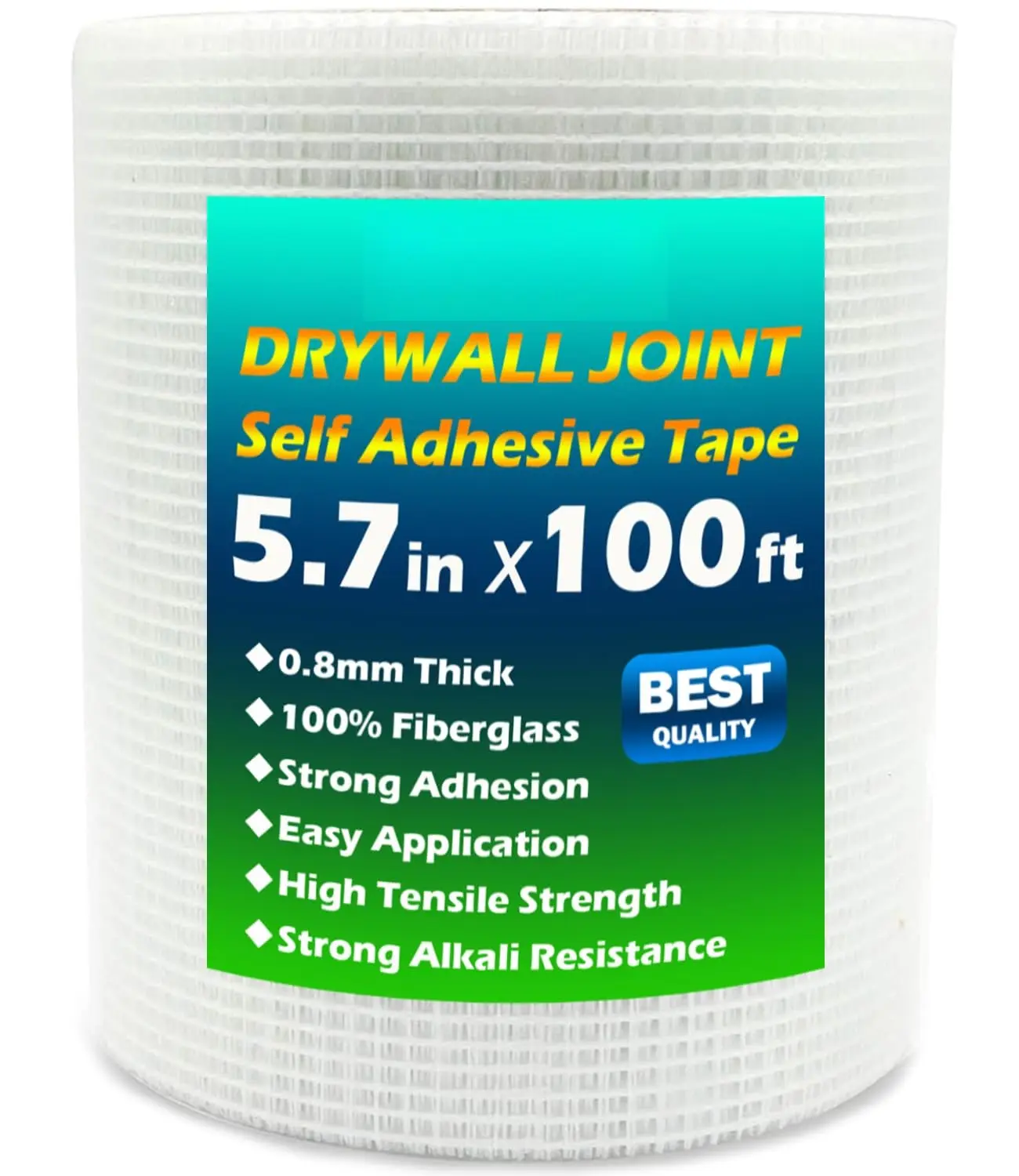 Drywall Joint Tape- 5.7in X 100 ft,13 MESH, Fiberglass,Heavy-Duty Self-Adhesive Wall Crack and Seam Patch