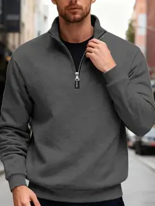 Men Casual Round Neck Half Zip Sweatshirt Fleece Lined Warm Quarter Zip Long Sleeve Pullover Spring Summer 2026