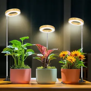 2 Pack USB-Powered Full Spectrum LED Grow Lights for Indoor Plants, Greenhouses & Seed Starters - 10 Brightness Levels, 3 Color Modes, Adjustable Height (3.5"-21"), Built-In Timer, Heavy Duty Lockable Post Mount