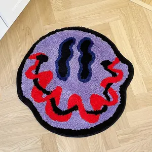Tufted Trippy Smiling Face Rug Handmade Carpet Custom Rug for Home Decoration or Gift 100% Tufted