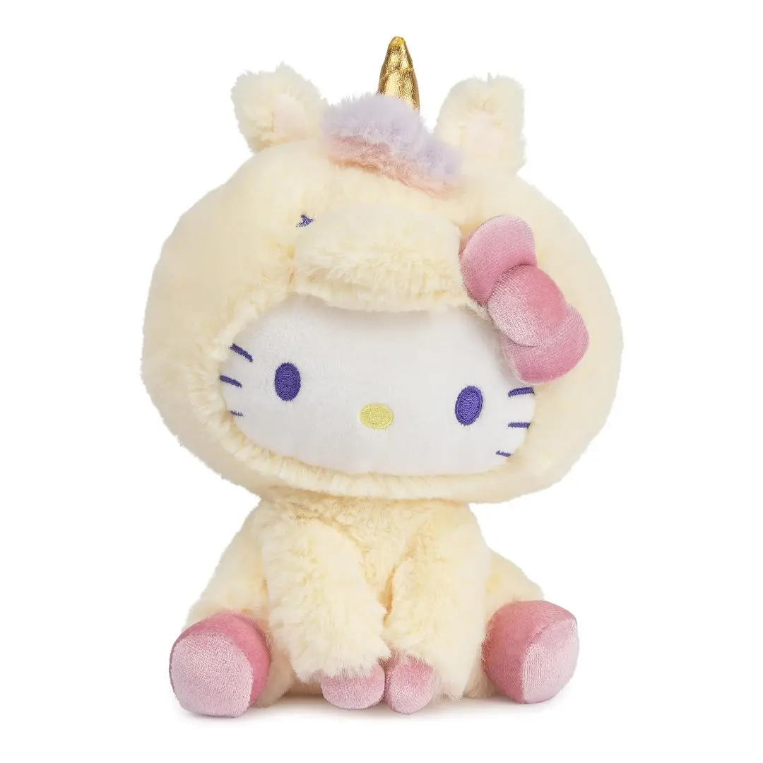 GUND Sanrio Hello Kitty Super Soft Fluffy Unicorn Plush Toy - 6-in Kawaii Stuffed Animal, Soft Furry Collectible, Huggable Squishy Companion, Kawaii Stuffed Animals