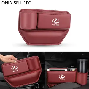 Leather Car Seat Gap Organizer, Multifunction Console Crevice Filler, Side Storage Box with Cup Holder, for Lexus Models