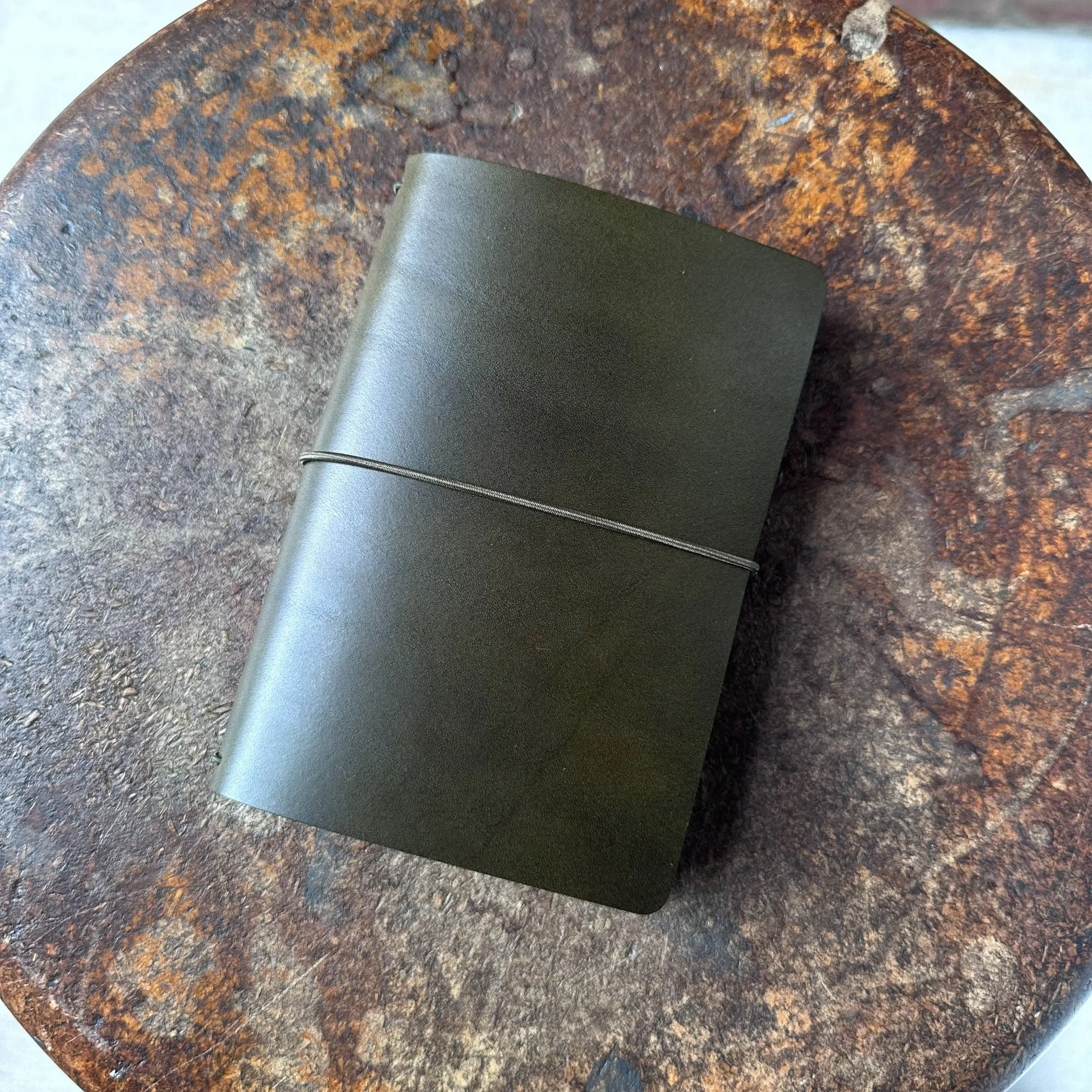 Leather Pocket Journal Kit - Refillable Travel Notebook - Moss Green