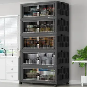 Broview V8 360Qt/480Qt/600Qt Stackable Storage Bins with Lids, Extra Large Closet Organizer Collapsible Drawer Boxes with Wheels, Folding Plastic Cabinet Containers for Home Kitchen Room Organization