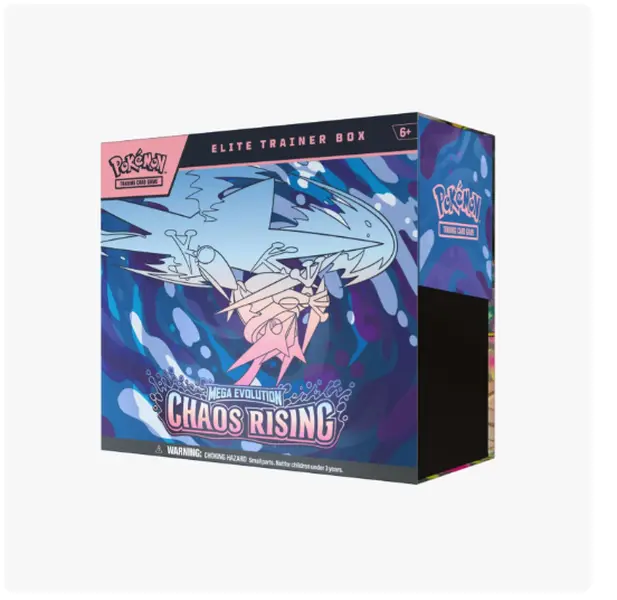 Chaos Rising Elite Trainer Box - Sealed TCG Trade Card Box, Multipack with Booster Packs, 65 Sleeves & Mega Evolutions ETB for Collectible Card Hobby Enthusiasts, 65 Card Sleeves